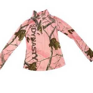 Kids Duck Dynasty Pink Realtree Camo 1/4‎ Zip Long Sleeve Shirt Size L